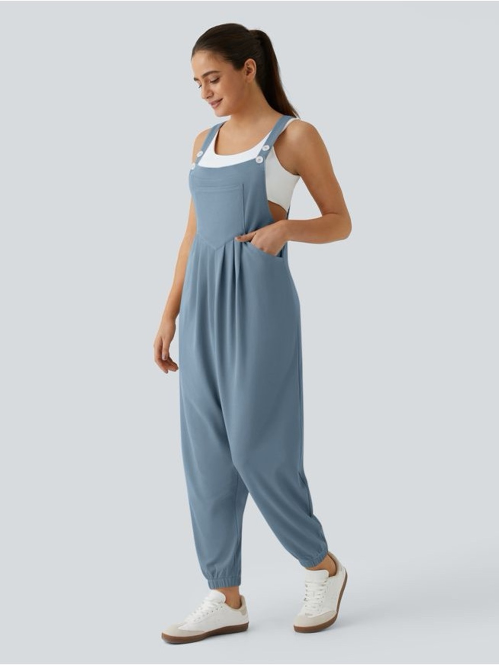 Casual Slate Blue Relaxed Jumpsuit Size Large - Picture 3 of 11